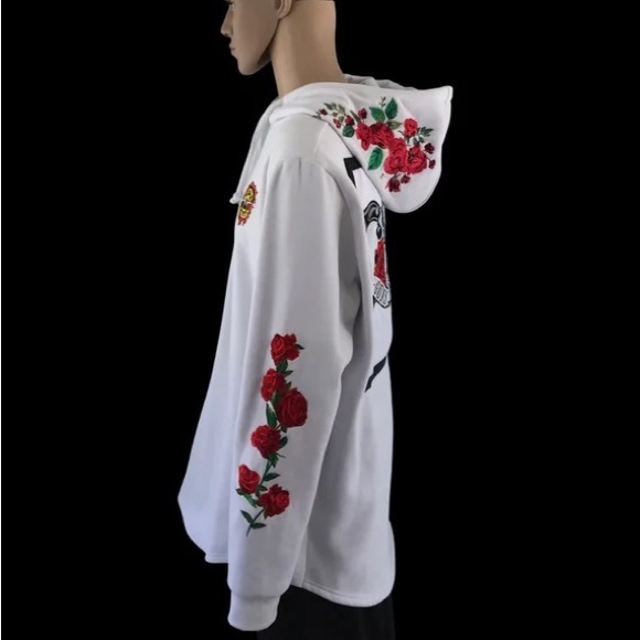Guns and Roses Men’s Hoodie Custom Hoodie Upcycle Clothing Embroidered - Picture 4 of 9